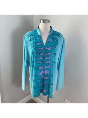 SunSense By Jamie Sadock Womens Plus XXL Golf Pullover Shirt Abstract Outdoor